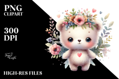 Digital Watercolor Cute Baby Bear PNG Product Image 2