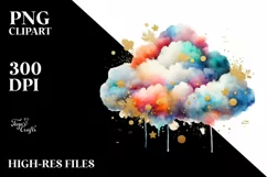 Colorful Watercolor Cloud Small Golden Foil Product Image 3