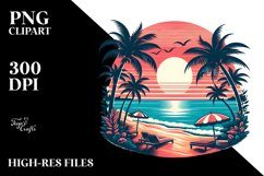 Retro Tropical Beach Sunset PNG Product Image 2