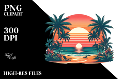 Retro Tropical Beach Sunset PNG Product Image 2