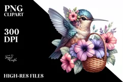 Watercolor Boho Baby Hummingbird Clipart Product Image 1