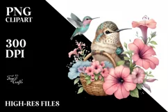 Watercolor Boho Baby Hummingbird Clipart Product Image 1