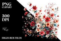 Simple Vintage Red Flowers PNG Product Image 2