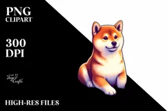 Shiba Inu on Sunset Beach Clipart Product Image 1