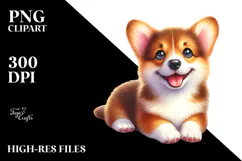 Watercolor Cute Pembroke Welsh Corgi, Happy Dog PNG Product Image 2