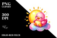 Smiling Baby Duck in Vibrant Watercolor PNG Product Image 2