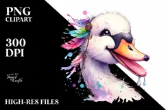 Boho Swan Portrait Watercolor Clipart Product Image 3