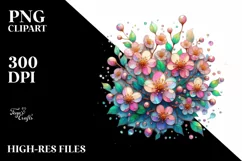 Vibrant Pastel Cherry Blossom Stained PNG Product Image 1