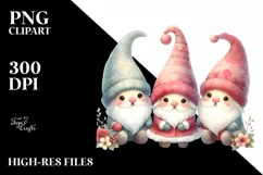 Cute Vintage Santa Gnomes PNG Product Image 3