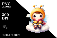 Cute Vibrant Retro Baby Bee PNG Product Image 2