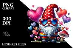 Colorful Valentines Gnome Watercolor PNG Product Image 2