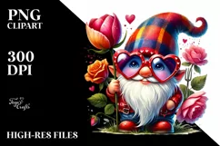 Colorful Valentines Gnome Watercolor PNG Product Image 2