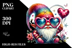 Colorful Valentines Gnome Watercolor PNG Product Image 2
