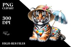 Digital Watercolor Cute Baby Tiger PNG Product Image 2