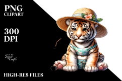 Digital Watercolor Cute Baby Tiger PNG Product Image 2