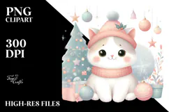 Christmas Cat Pastels, Transparent PNG Product Image 2