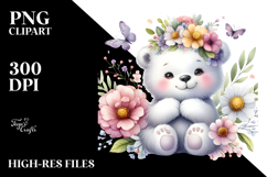 Digital Baby Polar Bear on a Spring Flower PNG Product Image 2