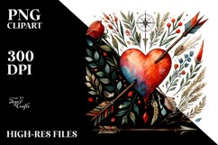 Stained Heart with Arrow, PNG Product Image 2