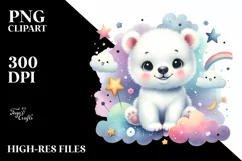 Colorful Polar Bear Baby | Watercolor | Stars Product Image 1