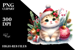 Cute Santa Hat Cat PNG Product Image 2