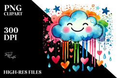 Colorful Smiling Cloud with Hearts PNG Product Image 2
