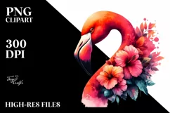 Vibrant Retro Flower Flamingo Clipart Product Image 3