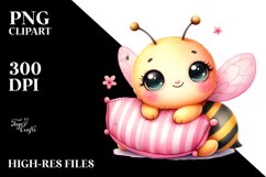 Baby Bee on Pillow, Watercolor PNG Product Image 2
