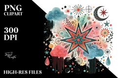 Boho Star Watercolor PNG Product Image 2