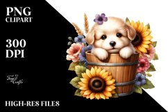 Cute Baby Dog Wood Bucket PNG Product Image 1