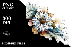 Abstract Stained Daisy PNG Product Image 2