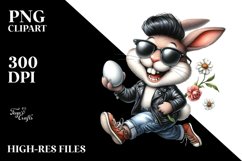 Goofy Bunny Running with Eggs PNG Product Image 2