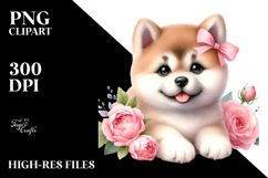 Watercolor Baby Akita with Happy Eyes PNG Product Image 2