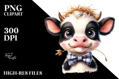 Funny Baby Cow with Straw PNG Product Image 2