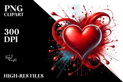 Digital Red Glossy Heart on Splashy Background Product Image 2