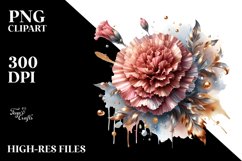 Shiny Carnation | Golden Foil | Clipart Product Image 1