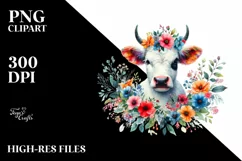 Colorful Cow Floral Clipart Product Image 3