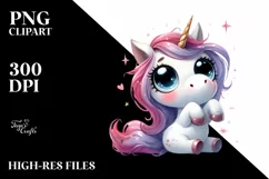 Watercolor Funny Unicorn PNG Product Image 1
