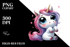 Watercolor Funny Unicorn PNG Product Image 2