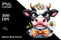 Funny Cow with Bow and Tie PNG Product Image 2