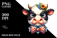 Angry Cow with Bow Tie, Transparent PNG Product Image 2