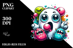 Adorable Ghost with Monster Slippers PNG Product Image 2