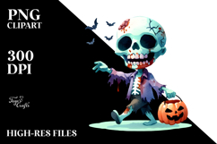 Funny Zombie Halloween Clipart PNG Product Image 2