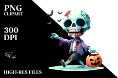 Funny Zombie Halloween Clipart PNG Product Image 2
