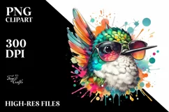 Artistic Style Hummingbird Clipart with Quirky Colors Product Image 1