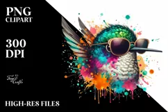 Artistic Style Hummingbird Clipart with Quirky Colors Product Image 1