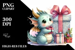 Cute Christmas Dragon Gift Box PNG Product Image 3