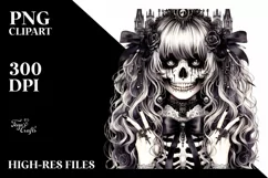 Detailed Watercolor Gothic Girl Clipart Product Image 3