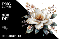 Magnolia with Watercolor Splash PNG Product Image 2