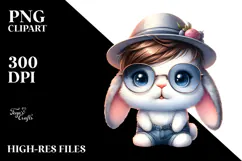 Cute Baby Rabbit with Punk Look PNG Product Image 2