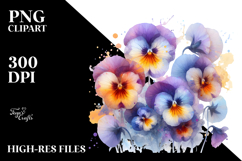 Pansy Watercolor Splash PNG Product Image 2